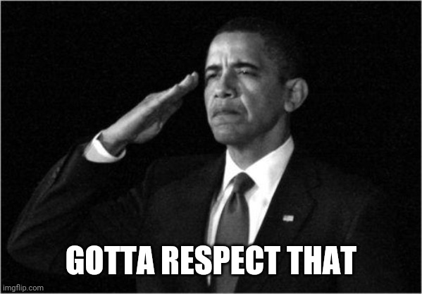 obama-salute | GOTTA RESPECT THAT | image tagged in obama-salute | made w/ Imgflip meme maker