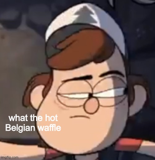 Template thing | what the hot Belgian waffle | image tagged in skeptical dipper | made w/ Imgflip meme maker