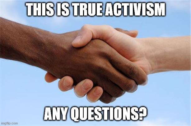 Stop Soros | THIS IS TRUE ACTIVISM; ANY QUESTIONS? | image tagged in stop racism,stop the media,love your neighbor | made w/ Imgflip meme maker