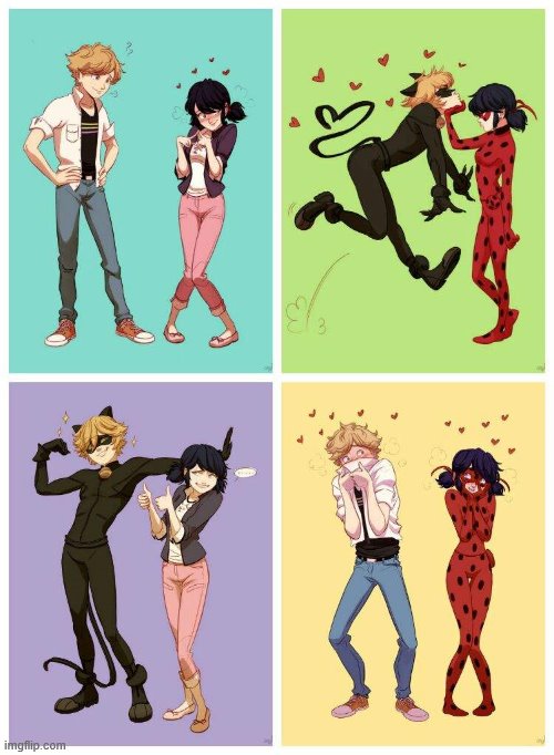 miraculous love square (its complicated, basically secret identity they all have a crush on each other but dont know) | image tagged in miraculous ladybug | made w/ Imgflip meme maker