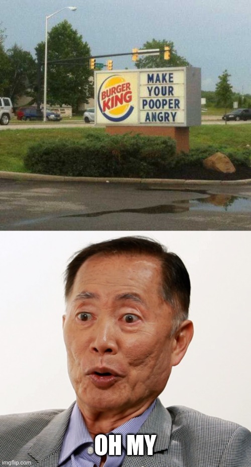 HE'S GOING TO BURGER KING | OH MY | image tagged in george takei oh my,sulu,memes,burger king | made w/ Imgflip meme maker