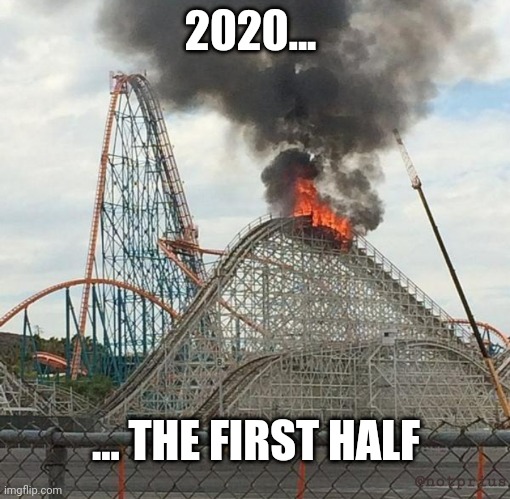 Pull over, and I want to get off this ride... | 2020... ... THE FIRST HALF; @notprius | image tagged in 2020,coronavirus | made w/ Imgflip meme maker