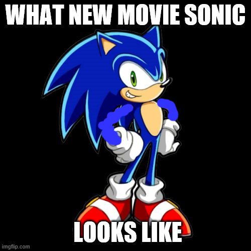 What new movie sonic looks like | WHAT NEW MOVIE SONIC; LOOKS LIKE | image tagged in memes,you're too slow sonic,sonic movie | made w/ Imgflip meme maker