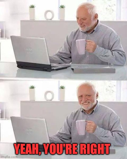 Hide the Pain Harold Meme | YEAH, YOU'RE RIGHT | image tagged in memes,hide the pain harold | made w/ Imgflip meme maker