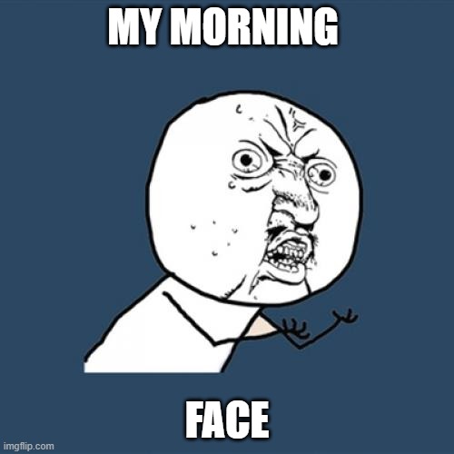 Morning Face | MY MORNING; FACE | image tagged in memes,y u no | made w/ Imgflip meme maker