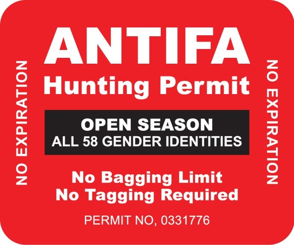 Cancel Antifa | image tagged in antifa,hunting license,permit,no bag limit,open season,lock and load | made w/ Imgflip meme maker
