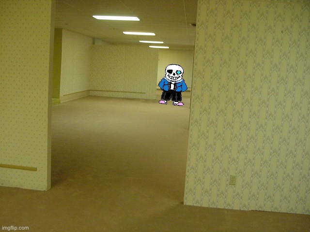 Uh oh... where are me??? and why i hear a boss music???? | image tagged in backroom,memes,funny,sans,haunted,undertale | made w/ Imgflip meme maker