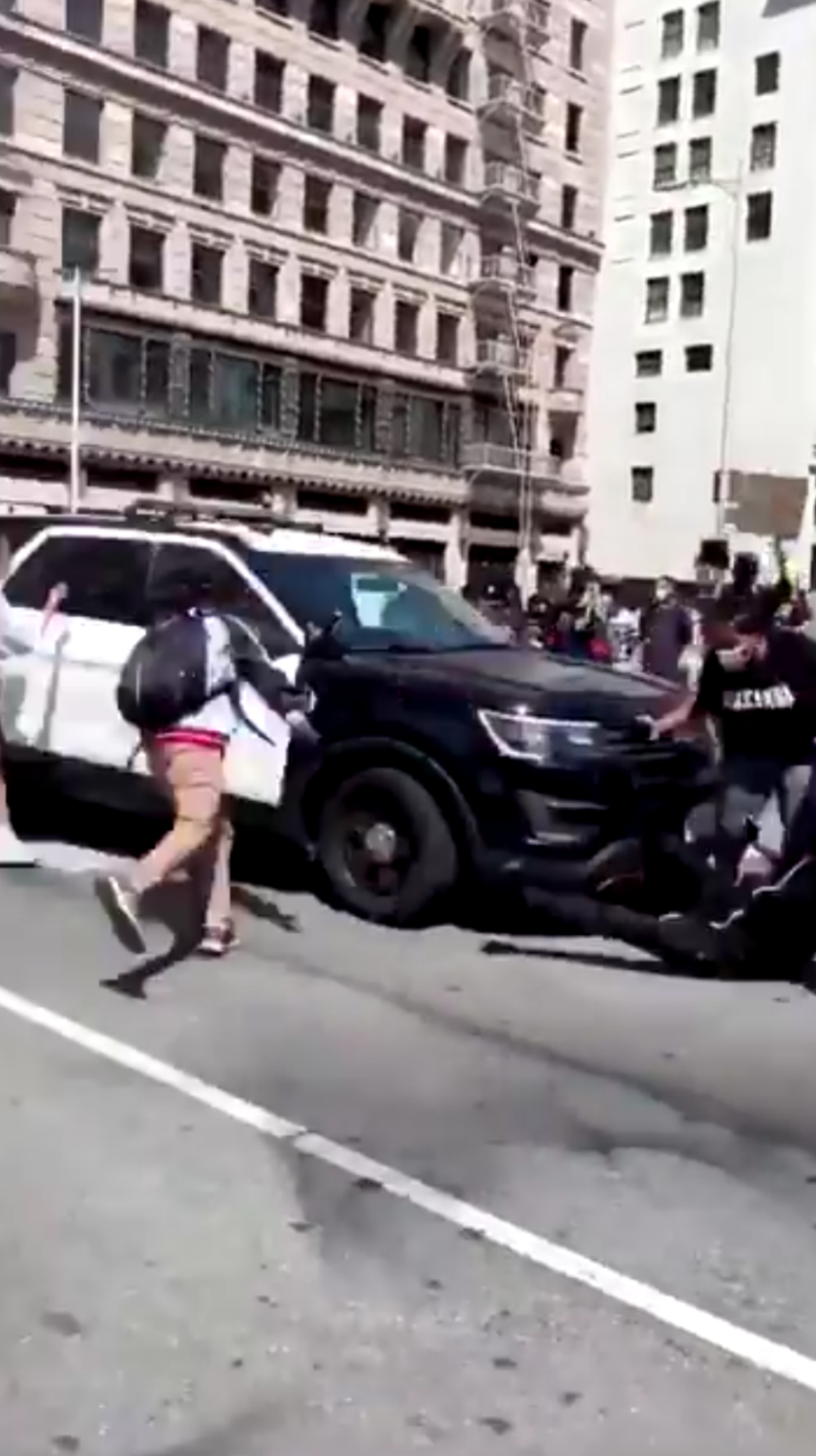High Quality Lapd run over protestor Blank Meme Template