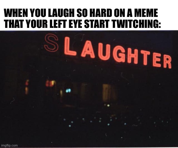 Hahaah...wait | WHEN YOU LAUGH SO HARD ON A MEME THAT YOUR LEFT EYE START TWITCHING: | image tagged in memes,meme | made w/ Imgflip meme maker