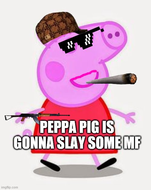 xboxgamerpeppapig | PEPPA PIG IS GONNA SLAY SOME MF | image tagged in funny | made w/ Imgflip meme maker