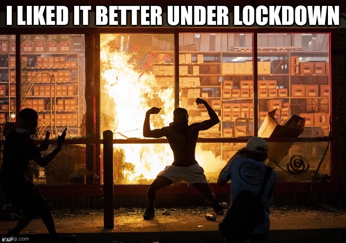 Looter AutoZone Minneapolis | I LIKED IT BETTER UNDER LOCKDOWN | image tagged in looter autozone minneapolis | made w/ Imgflip meme maker