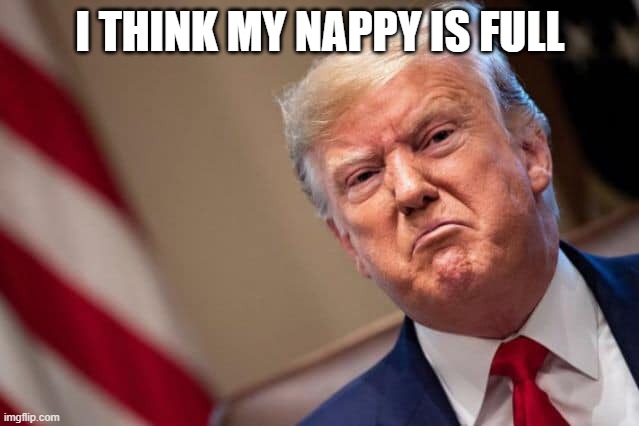 I THINK MY NAPPY IS FULL | image tagged in trump | made w/ Imgflip meme maker