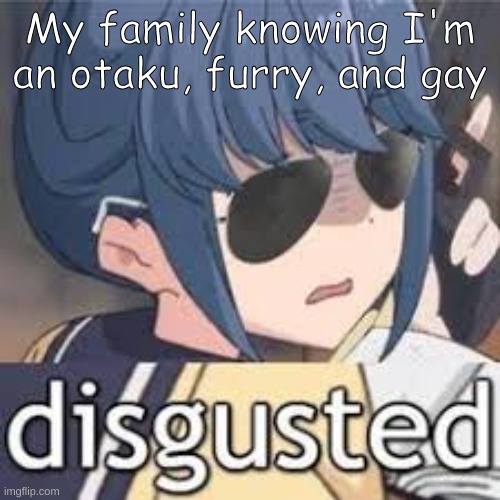 Me irl | My family knowing I'm an otaku, furry, and gay | image tagged in anime,gay,furry,me irl | made w/ Imgflip meme maker