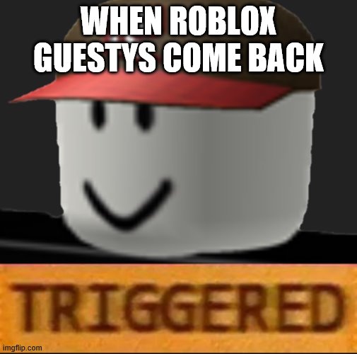 guesty | WHEN ROBLOX GUESTYS COME BACK | image tagged in roblox triggered | made w/ Imgflip meme maker