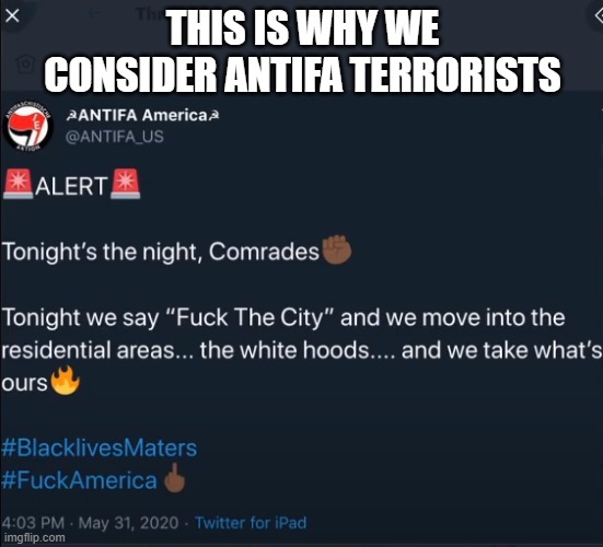Antifa is a terrorist organization | THIS IS WHY WE CONSIDER ANTIFA TERRORISTS | image tagged in antifa,politics | made w/ Imgflip meme maker