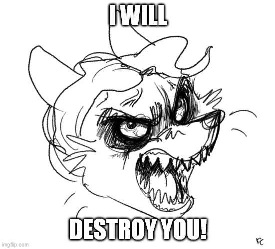 I WILL DESTROY YOU HOOSK | I WILL; DESTROY YOU! | image tagged in hooskee rage | made w/ Imgflip meme maker