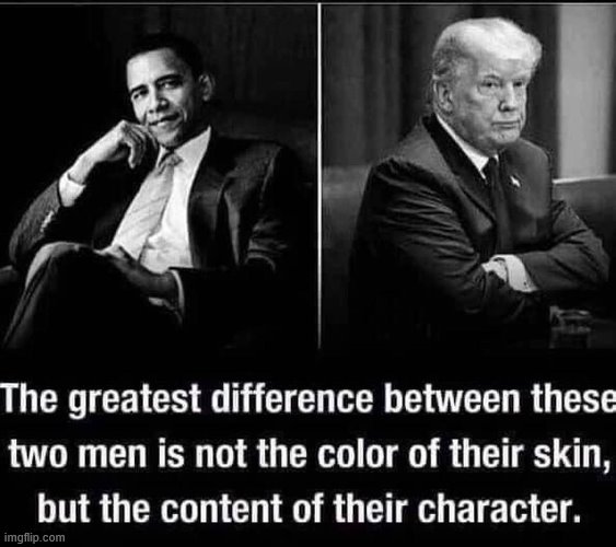 Trump's dismal-to-nonexistent response to the George Floyd riots has again reminded us of what we already knew. | image tagged in obama trump content of their character,riots,character,president trump,barack obama,repost | made w/ Imgflip meme maker
