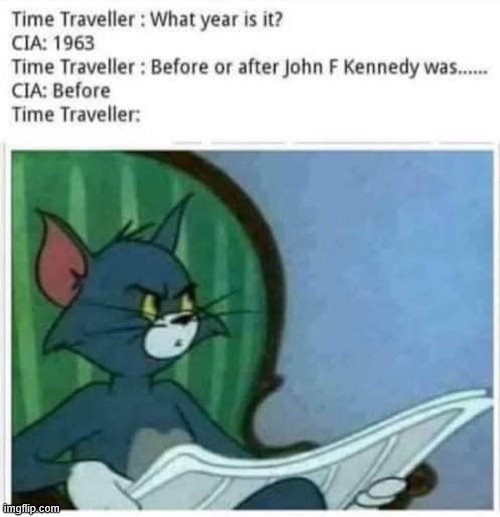 Roll safe and think about it lol (repost) | image tagged in time travelled but to what year,time travel,jfk,assassination,woah,conspiracy | made w/ Imgflip meme maker