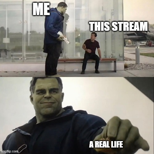 Hulk Taco | ME; THIS STREAM; A REAL LIFE | image tagged in hulk taco | made w/ Imgflip meme maker