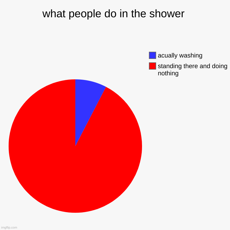a chart meme | what people do in the shower | standing there and doing nothing, acually washing | image tagged in charts,pie charts | made w/ Imgflip chart maker