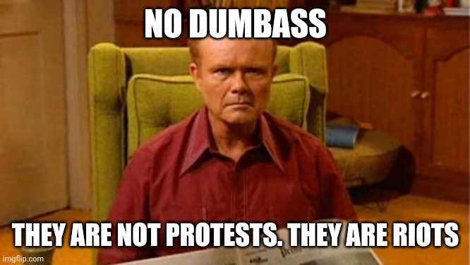 Red Forman Dumbass | NO DUMBASS THEY ARE NOT PROTESTS. THEY ARE RIOTS | image tagged in red forman dumbass | made w/ Imgflip meme maker