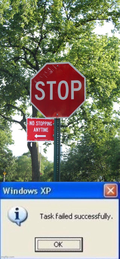 Stop (or don’t either way you’re getting in ticket) | image tagged in task failed successfully | made w/ Imgflip meme maker