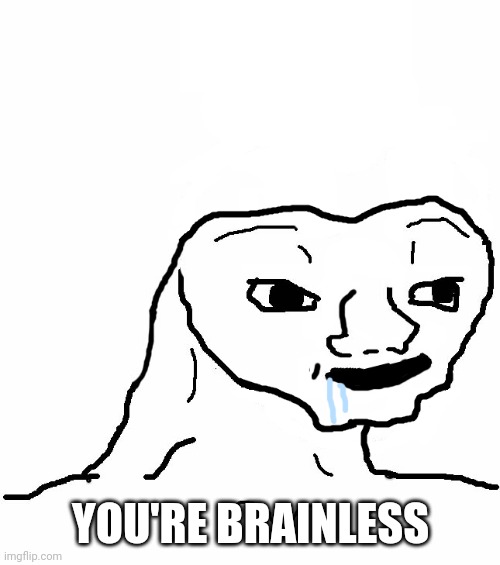 Brainless | YOU'RE BRAINLESS | image tagged in brainless | made w/ Imgflip meme maker