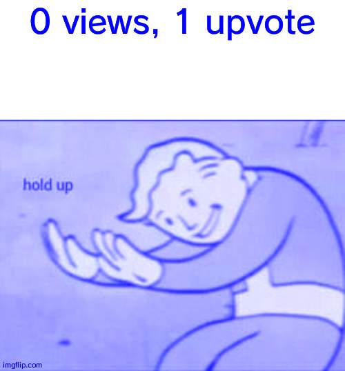 Fallout hold up with space on the top | 0 views, 1 upvote | image tagged in fallout hold up with space on the top | made w/ Imgflip meme maker