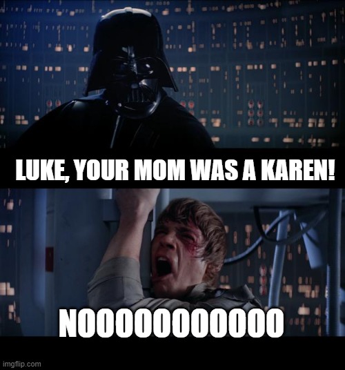 karen.... | LUKE, YOUR MOM WAS A KAREN! NOOOOOOOOOOO | image tagged in memes,star wars no | made w/ Imgflip meme maker