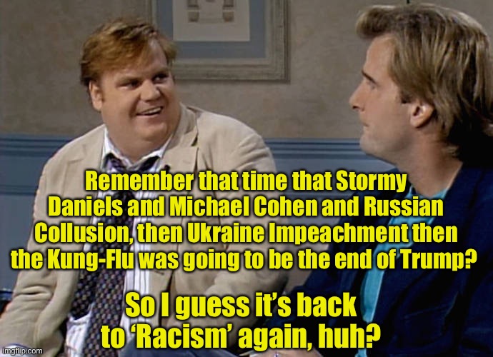 Remember that time | Remember that time that Stormy Daniels and Michael Cohen and Russian Collusion, then Ukraine Impeachment then the Kung-Flu was going to be the end of Trump? So I guess it’s back to ‘Racism’ again, huh? | image tagged in remember that time | made w/ Imgflip meme maker