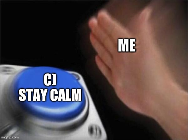 Blank Nut Button Meme | ME C) STAY CALM | image tagged in memes,blank nut button | made w/ Imgflip meme maker