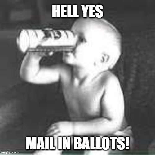 It's Time | HELL YES; MAIL IN BALLOTS! | image tagged in politics,beer,children,vote | made w/ Imgflip meme maker