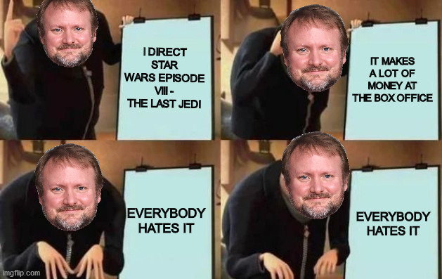 How Rian Johnson screwed up the franchise (The Clone Wars and Mandalorian saved it) | I DIRECT STAR WARS EPISODE VIII - THE LAST JEDI; IT MAKES A LOT OF MONEY AT THE BOX OFFICE; EVERYBODY HATES IT; EVERYBODY HATES IT | image tagged in gru's plan,star wars,disney star wars,disney killed star wars,rian johnson | made w/ Imgflip meme maker