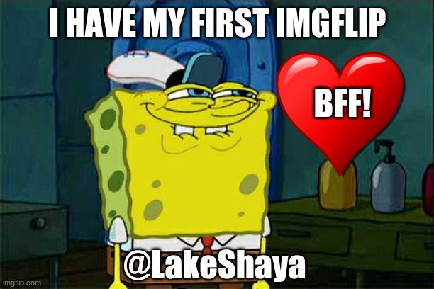 I have a new imgflip BFF( @LakeShaya )!!!!!!!!! | I HAVE MY FIRST IMGFLIP; BFF! @LakeShaya | image tagged in don't you squidward,lakeshaya,bffs,bff,imgflip,not a ship | made w/ Imgflip meme maker