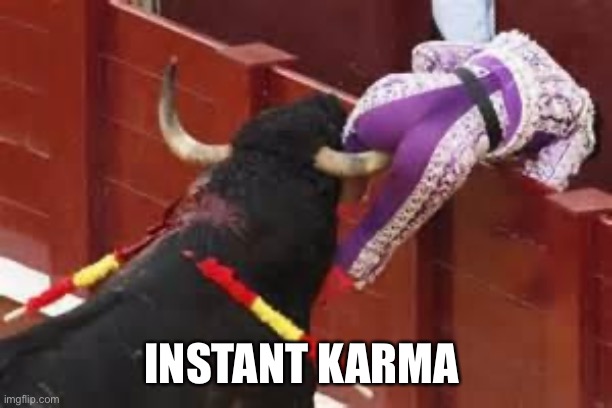Instant karma | INSTANT KARMA | image tagged in karma | made w/ Imgflip meme maker