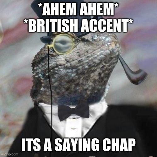 Lizard Squad | *AHEM AHEM* *BRITISH ACCENT* ITS A SAYING CHAP | image tagged in lizard squad | made w/ Imgflip meme maker