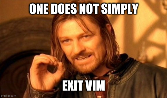One Does Not Simply Meme | ONE DOES NOT SIMPLY; EXIT VIM | image tagged in memes,one does not simply | made w/ Imgflip meme maker