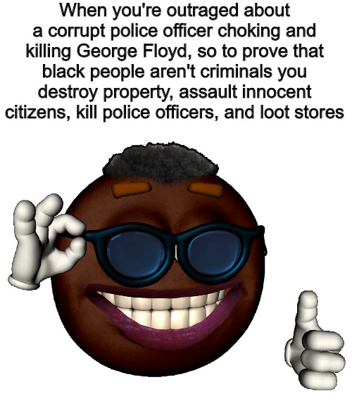 I'm not implying that George Floyd was anything less than innocent. You idiots, however, are not. You're violent criminals. | When you're outraged about a corrupt police officer choking and killing George Floyd, so to prove that black people aren't criminals you destroy property, assault innocent citizens, kill police officers, and loot stores | image tagged in picardia,memeball,minneapolis riots,george floyd,riot | made w/ Imgflip meme maker