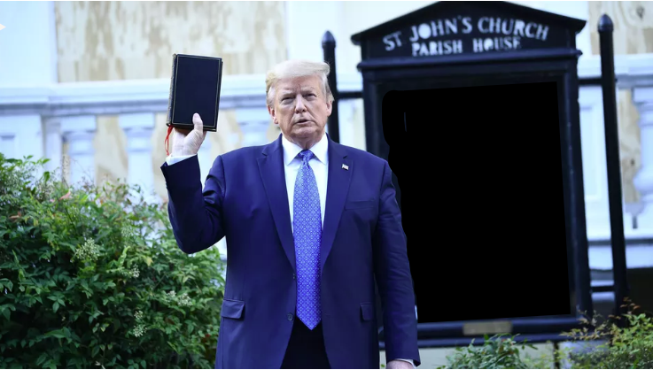 High Quality Trump Holding a Bible Blank Meme Template