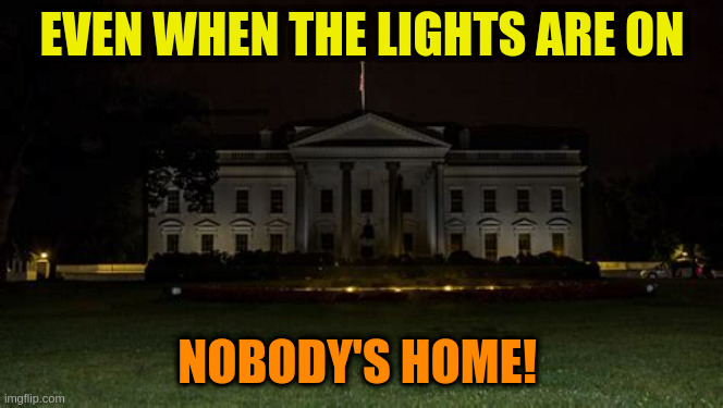 White House blacked out | EVEN WHEN THE LIGHTS ARE ON; NOBODY'S HOME! | image tagged in donald trump | made w/ Imgflip meme maker