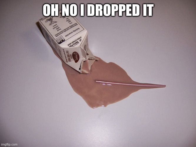 Choccy Milk | OH NO I DROPPED IT | image tagged in choccy milk | made w/ Imgflip meme maker