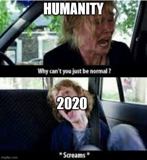 Why cant you just be normal? |  HUMANITY; 2020 | image tagged in why cant you just be normal | made w/ Imgflip meme maker