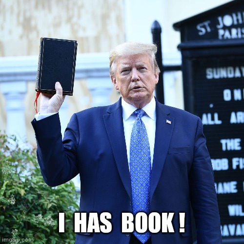 I has book | I  HAS  BOOK ! | image tagged in donald trump | made w/ Imgflip meme maker
