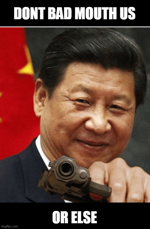 Xi Jinping | DONT BAD MOUTH US OR ELSE | image tagged in xi jinping | made w/ Imgflip meme maker