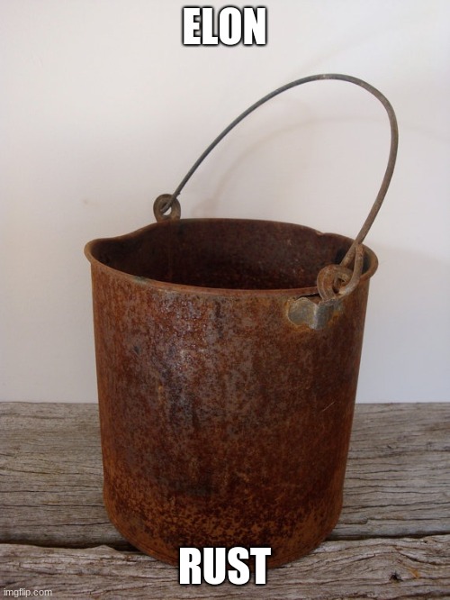 Rust bucket | ELON RUST | image tagged in rust bucket | made w/ Imgflip meme maker