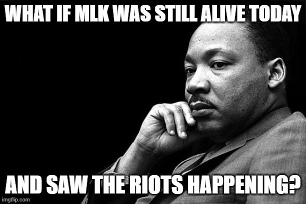 Sorry, I had to post this in the Democratic politics stream because people in the other one hated is so much | image tagged in mlk,riots,black lives matter | made w/ Imgflip meme maker