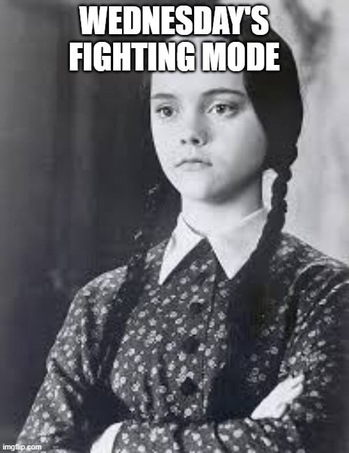 Wednesday Addams | WEDNESDAY'S FIGHTING MODE | image tagged in wednesday addams | made w/ Imgflip meme maker