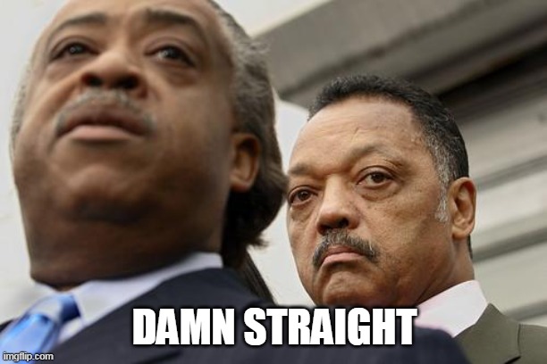 Al Sharpton and Jesse Jackson are not amused | DAMN STRAIGHT | image tagged in al sharpton and jesse jackson are not amused | made w/ Imgflip meme maker