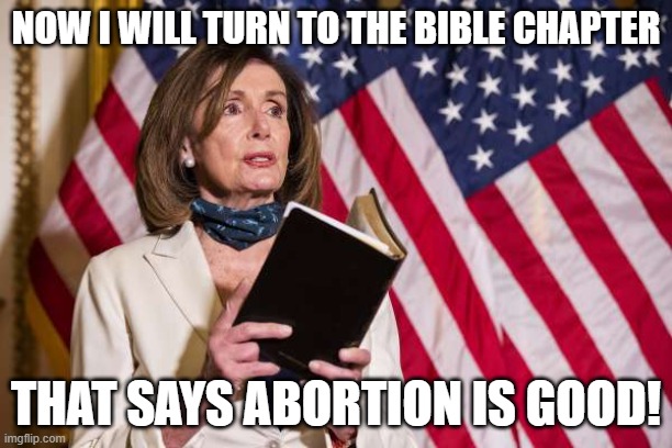 NOW I WILL TURN TO THE BIBLE CHAPTER; THAT SAYS ABORTION IS GOOD! | image tagged in abortion,holy bible,democrats,republicans,riots,protest | made w/ Imgflip meme maker