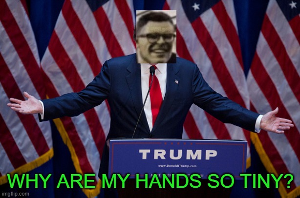 Donald Trump | WHY ARE MY HANDS SO TINY? | image tagged in donald trump | made w/ Imgflip meme maker